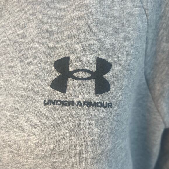 Under Armour Women's Wrap Neck Fleece Sweatshirt M Gray Pullover Logo Long Sl - Picture 7 of 8
